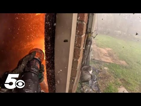 Firefighter&#039;s bodycam shows battling housefire first-hand